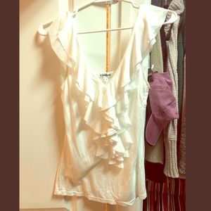 Express white ruffle top